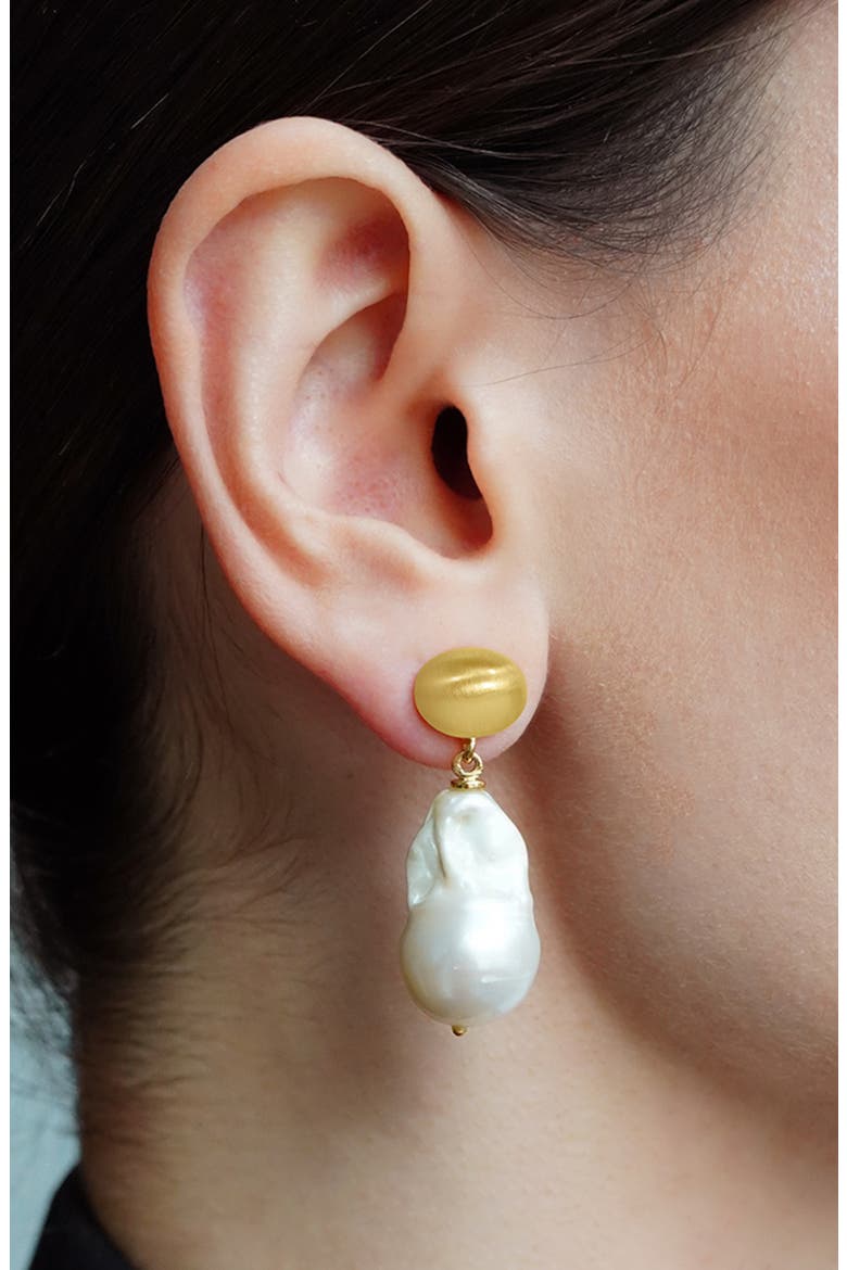 Florence Baroque Pearl Drop Earrings, Alternate, color, PEARL/ GOLD