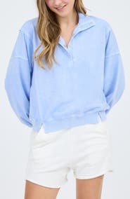 Blu Pepper Washed Half Snap Sweatshirt