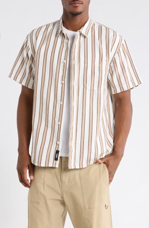Lawson Stripe Short Sleeve Cotton & Linen Button-Up Shirt