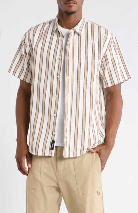 Lawson Stripe Short Sleeve Cotton & Linen Button-Up Shirt