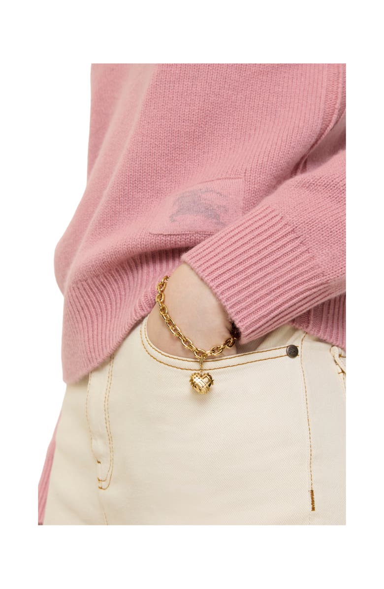 Burberry Check Heart Charm, Alternate, color, Gold