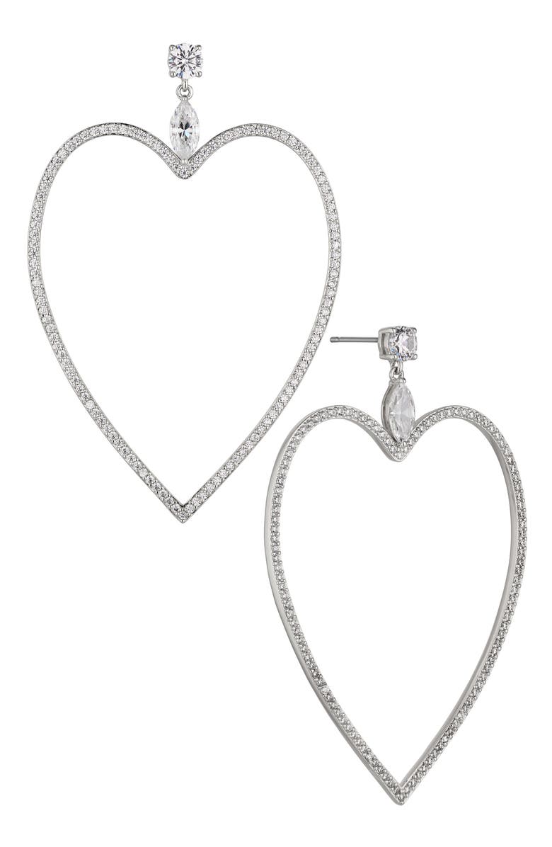Nadri Cirque Large Open Heart Earrings, Main, color, 