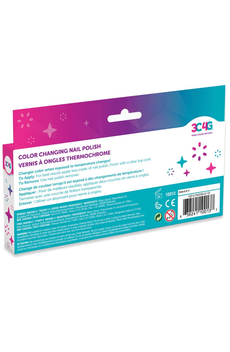 Three Cheers For Girls 3C4G Color Changing Nail Polish Set 5 Bottles, Temperature Changing Shades, Alternate, color, Multicolored