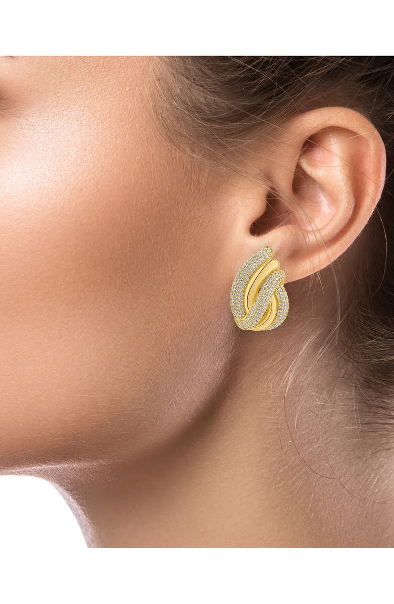 CZ by Kenneth Jay Lane Pavé Cubic Zirconia Swirl Earrings, Alternate, color, Gold Plated