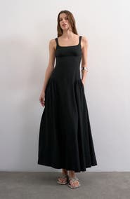 Topshop Gathered Fit & Flare Maxi Dress