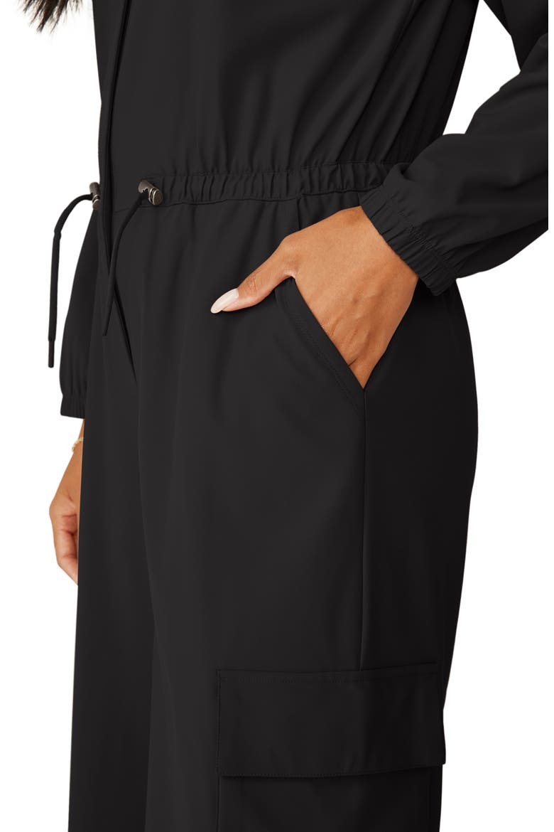 Long Sleeve Cargo Jumpsuit, Alternate, color, BLACK