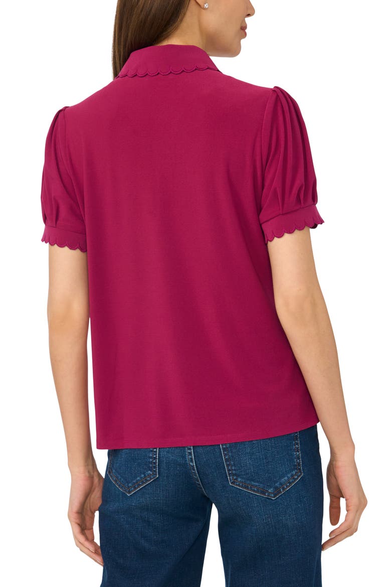 Puff Sleeve Polo Shirt, Alternate, color, VIVID PLUM