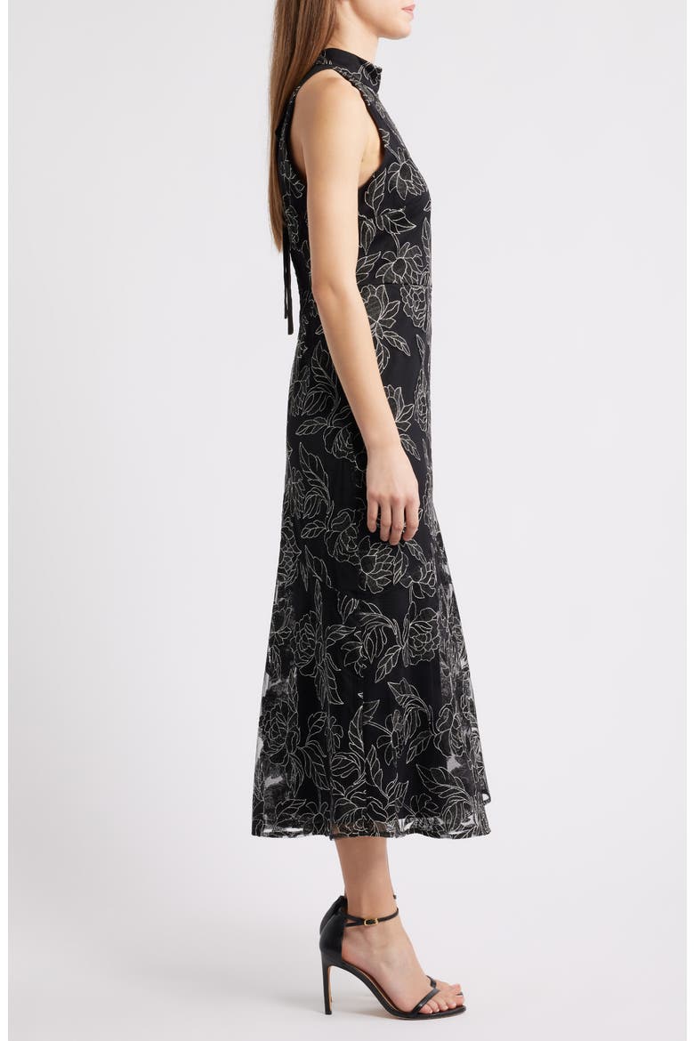 Embroidered Fit & Flare Cocktail Dress, Alternate, color, BLACK