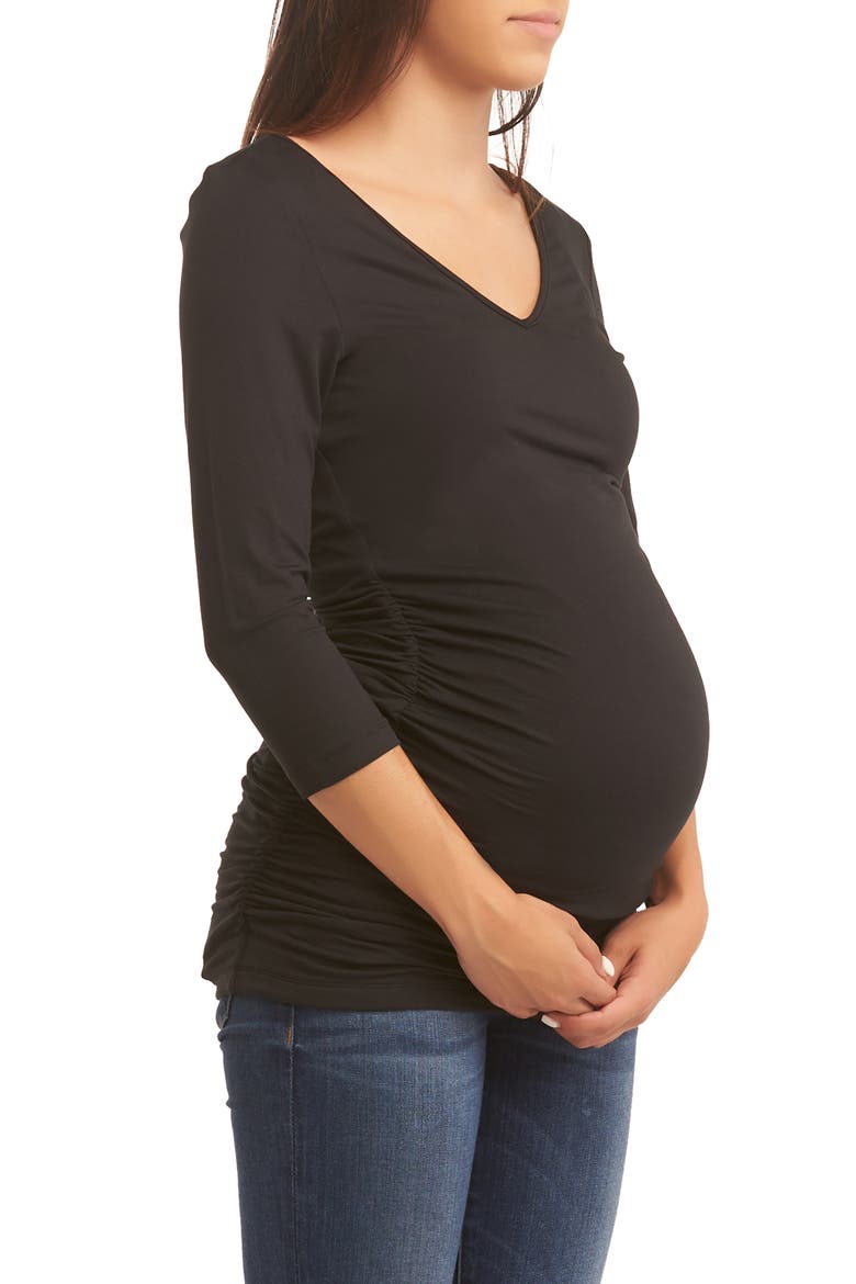Ruched Maternity Top, Alternate, color, BLACK