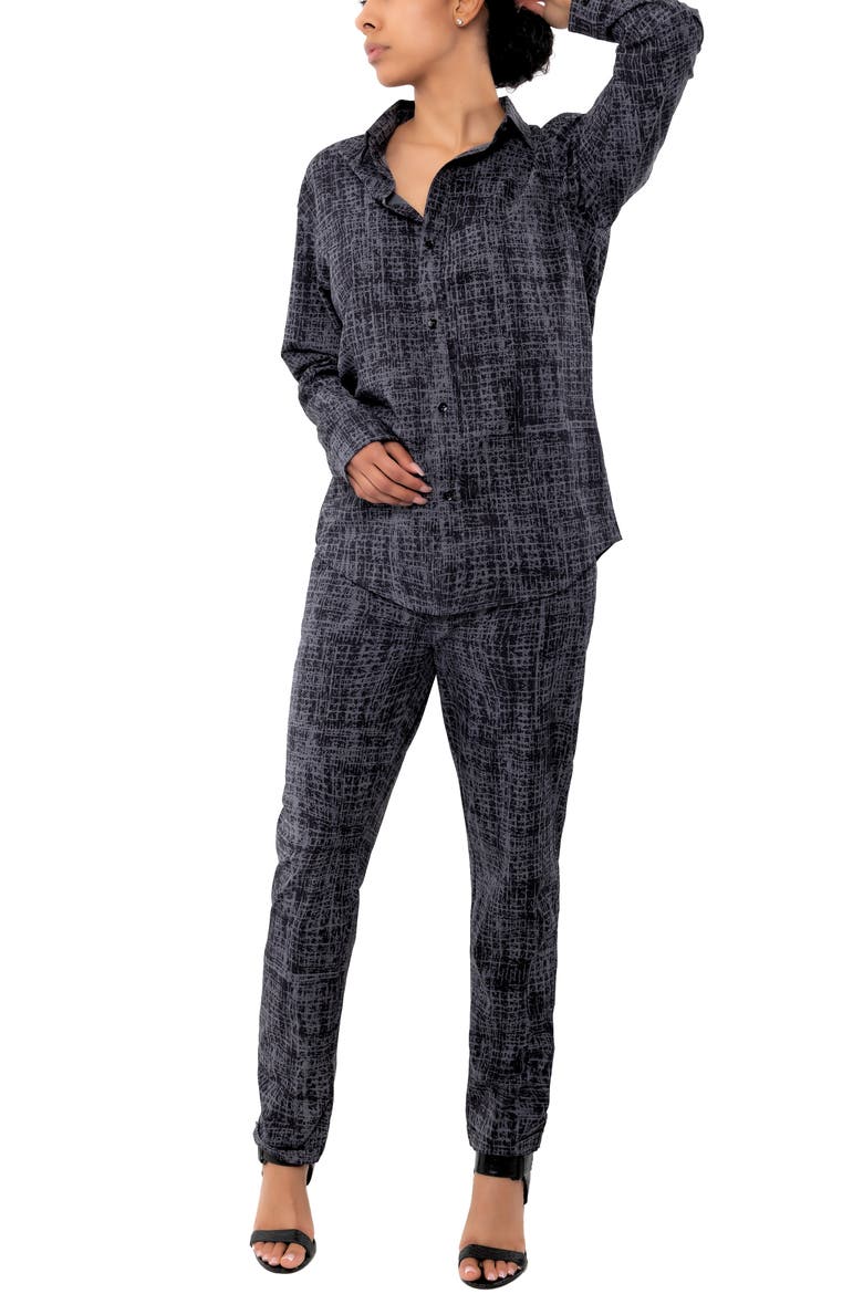 Printed Straight Leg Pants, Alternate, color, BLACK