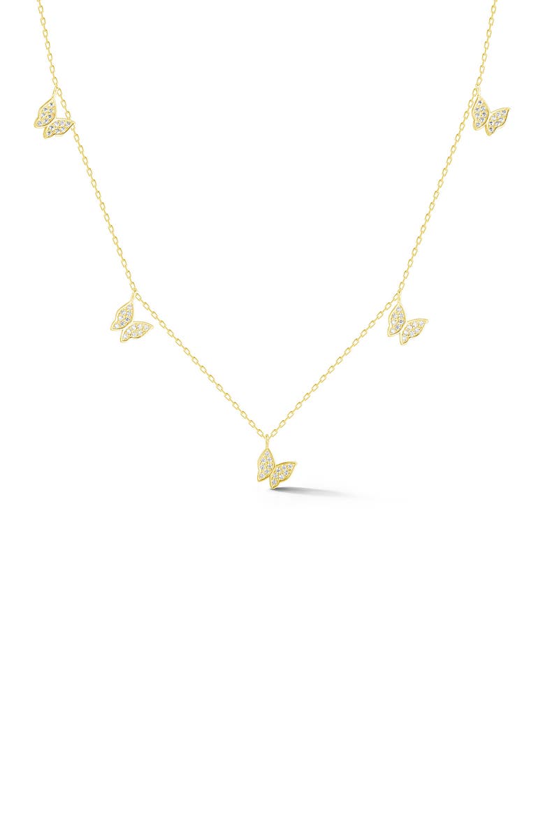 SPHERA MILANO Cubic Zirconia Butterfly Necklace, Main, color, Gold
