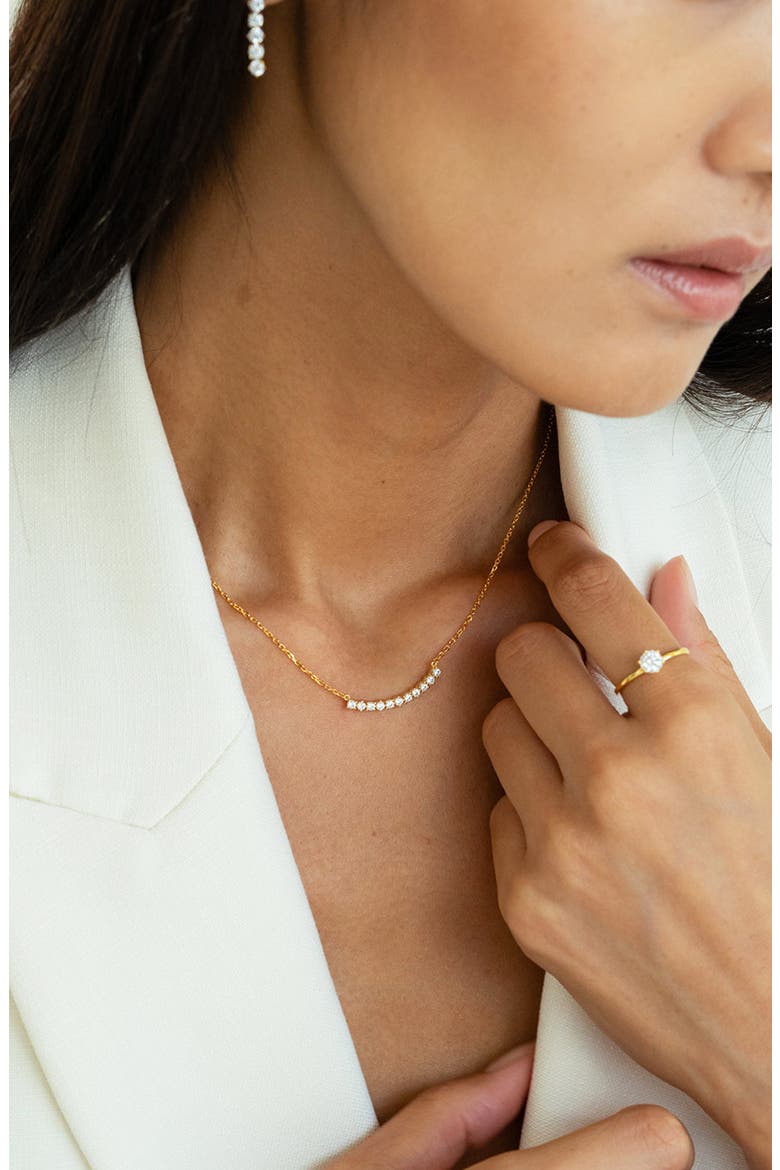 Sterling Silver 18k Gold Plated Josephine Tennis Necklace & Earrings Set Minimalist, Alternate, color, Gold