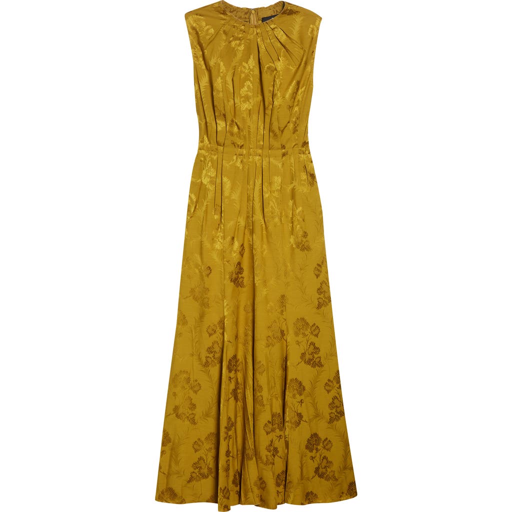 Etro Leafy Jacquard Sleeveless Midi Dress In Yellow