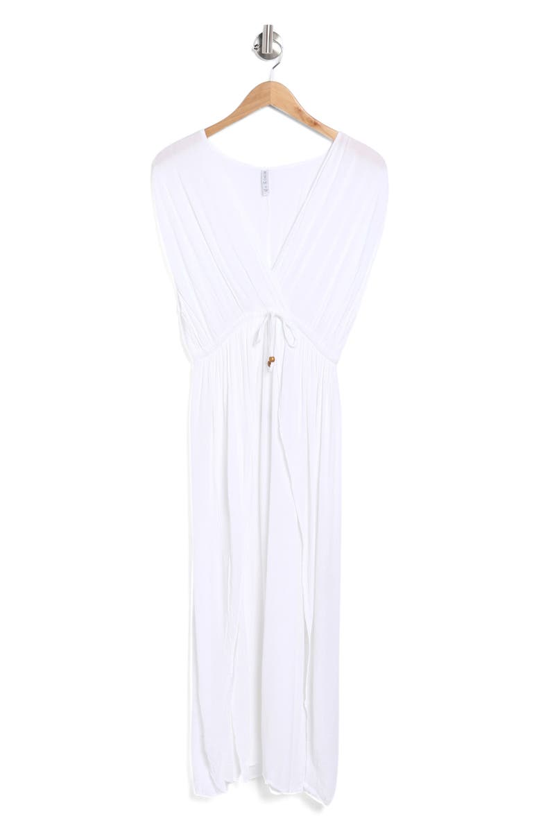 BOHO ME V-Neck Front Tie Cover-Up Maxi Dress, Alternate, color, White