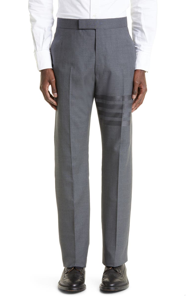 Thom Browne 4-Bar Mélange Wool Pants, Main, color, Dark Grey