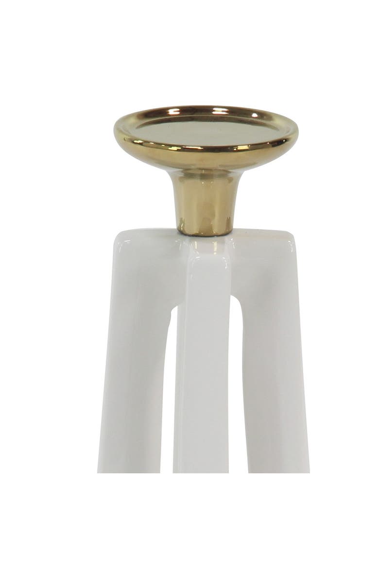 White Ceramic Modern Candle Holder - Set of 2, Alternate, color, WHITE