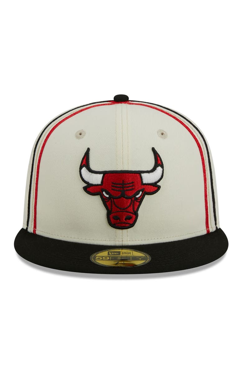 Men's New Era Cream/Black Chicago Bulls Piping 2-Tone 59FIFTY Fitted Hat, Alternate, color, Cream
