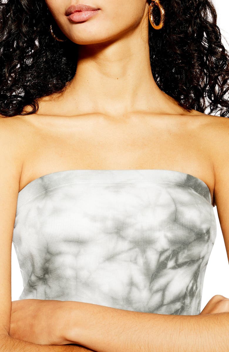 Topshop Strapless Tie Dye Bandeau Midi Dress, Alternate, color,