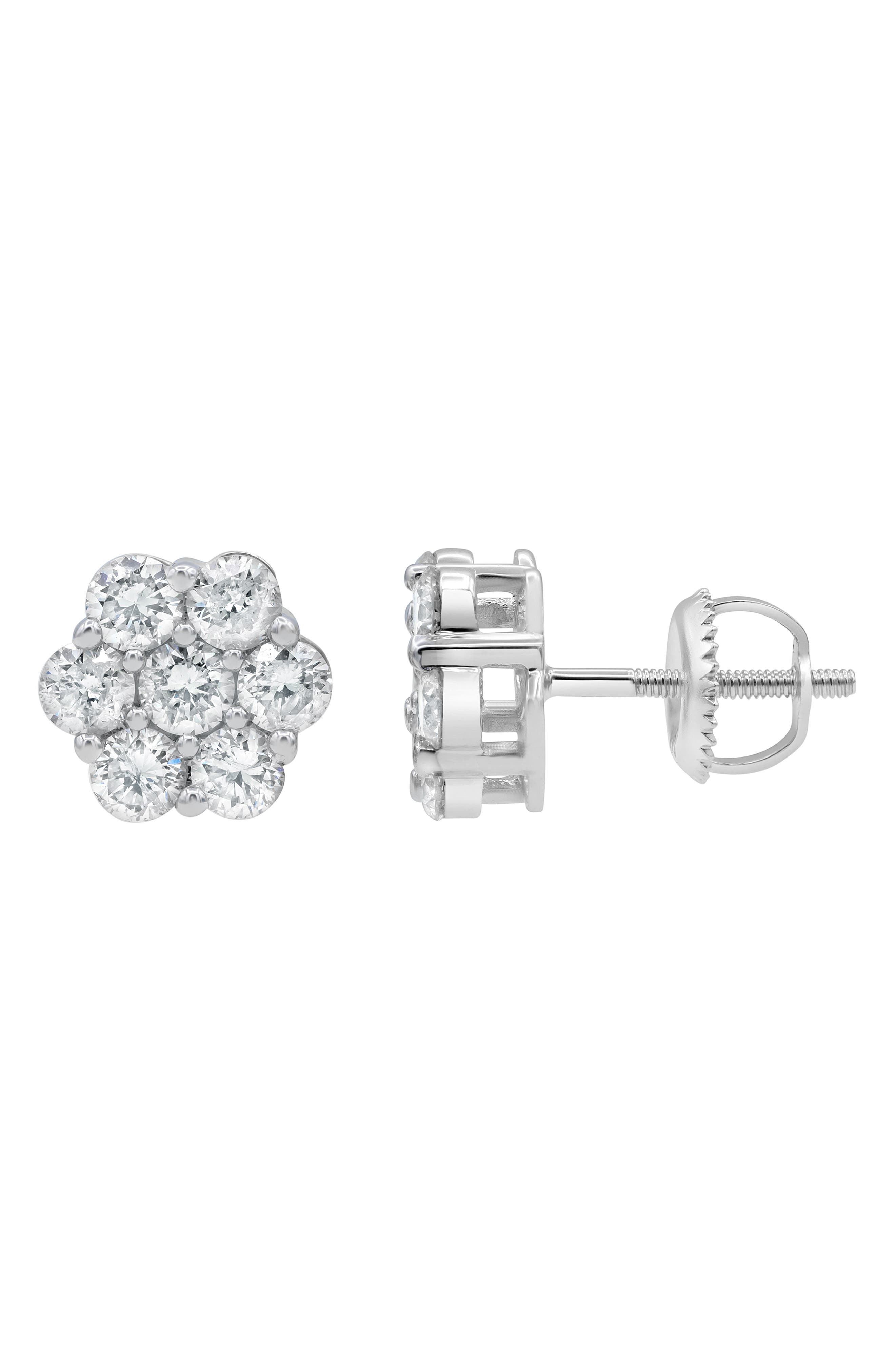 LuvMyJewelry Lab Grown Diamond Floral Cluster Stud Earrings