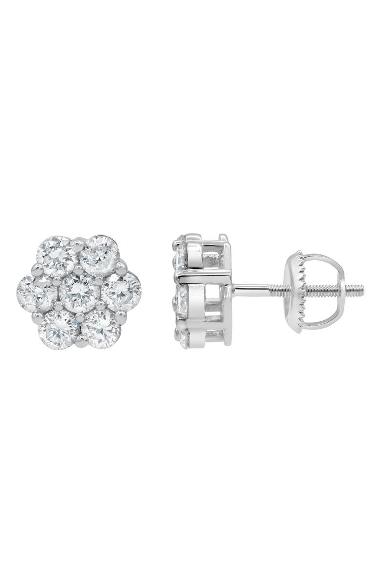 LuvMyJewelry Lab Grown Diamond Floral Cluster Stud Earrings, Main, color, 14K White Gold