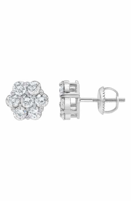 LuvMyJewelry Lab Grown Diamond Floral Cluster Stud Earrings
