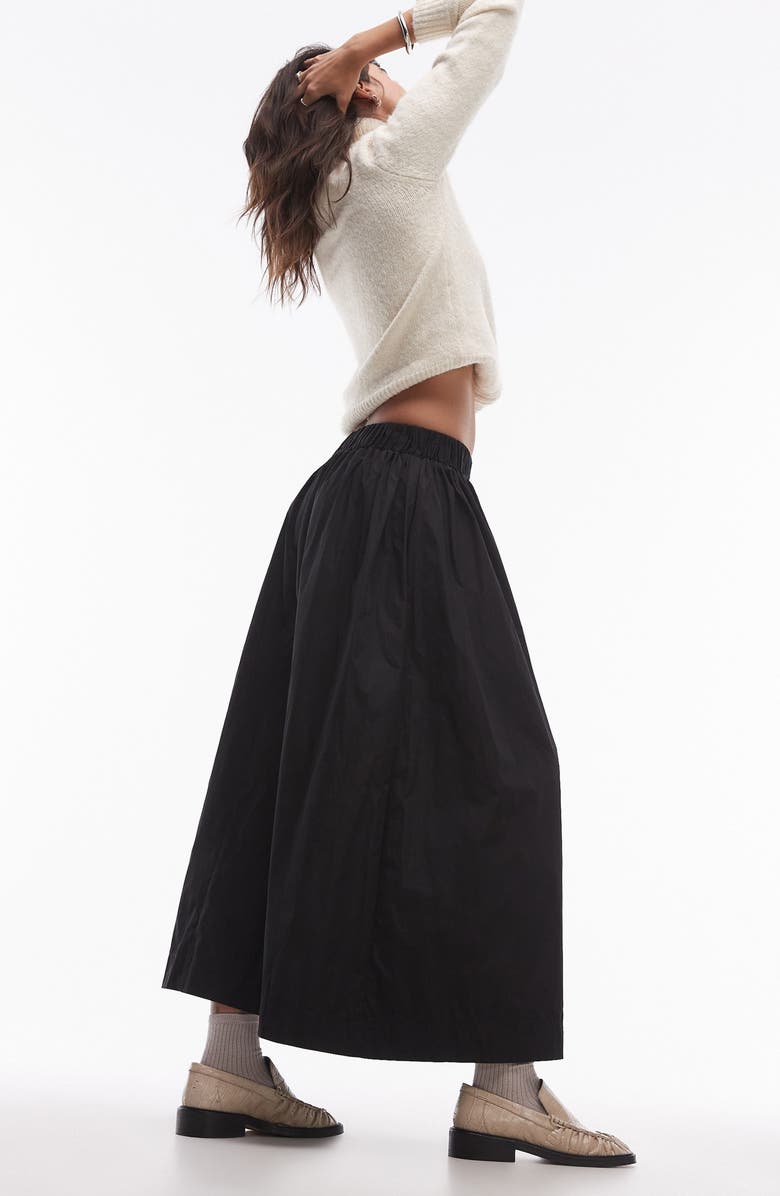 Topshop Techy Maxi Skirt, Alternate, color, Black