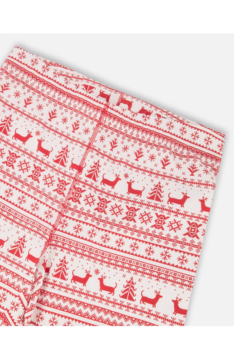 Deux par Deux Adult Women Organic Cotton Two-Piece Pajamas, Alternate, color, Red And White Fairisle