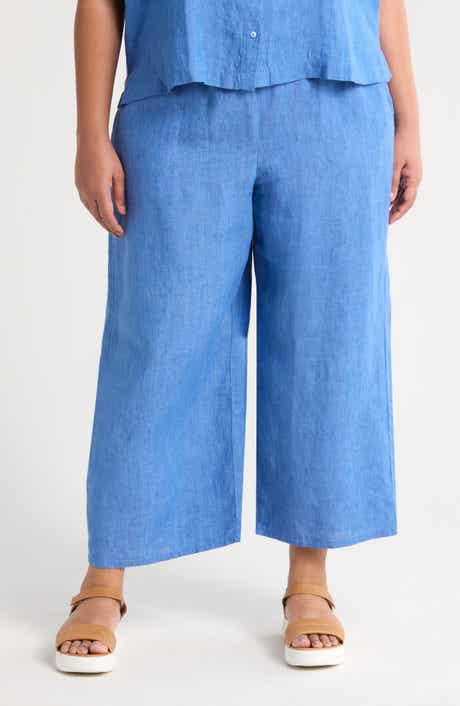 Eileen Fisher Wide Leg Organic Linen Cropped Pants