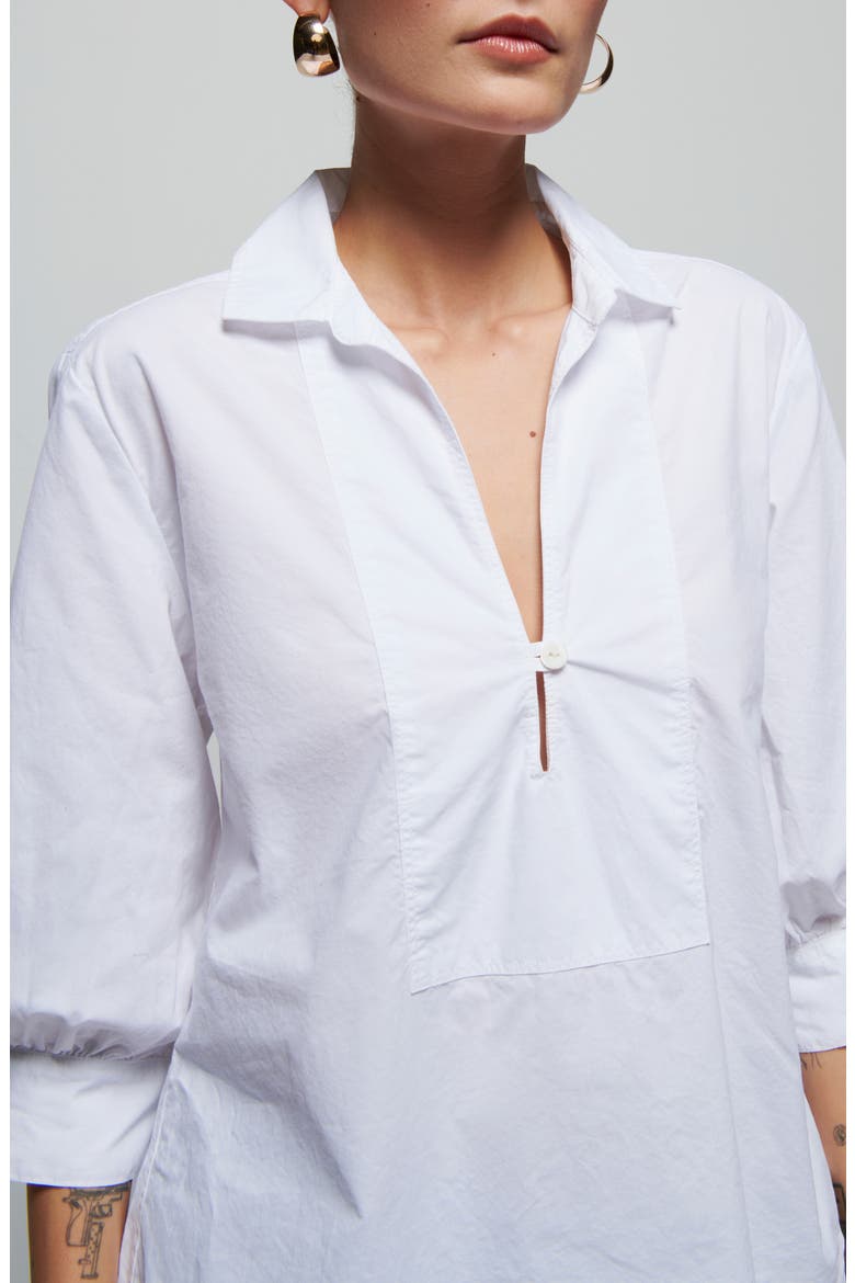 Everlee Pima Cotton Popover Top, Alternate, color, OPTIC WHITE