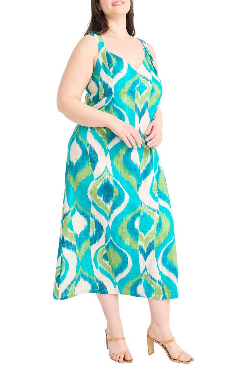 Maggy London Peacock Sleeveless Maxi Dress, Alternate, color, Ivory/ Aqua