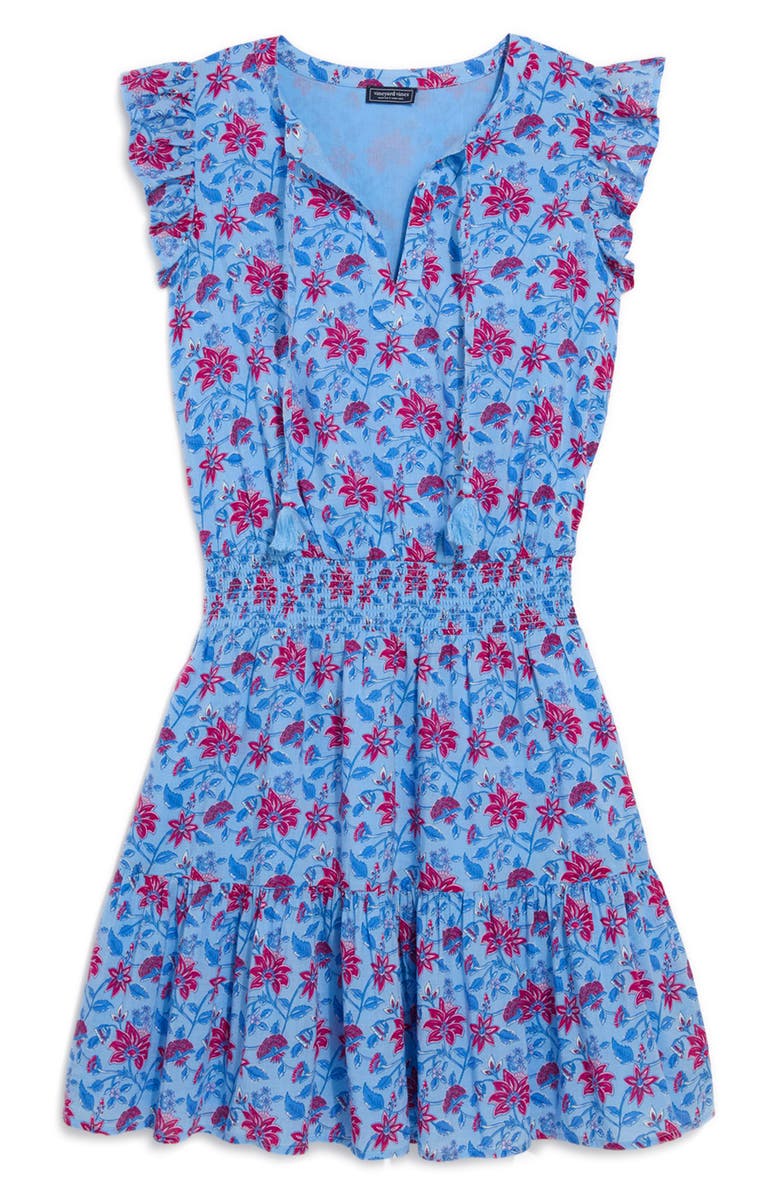 vineyard vines Julie Sleeveless Smocked Minidress, Alternate, color, Floral Serenity Blue