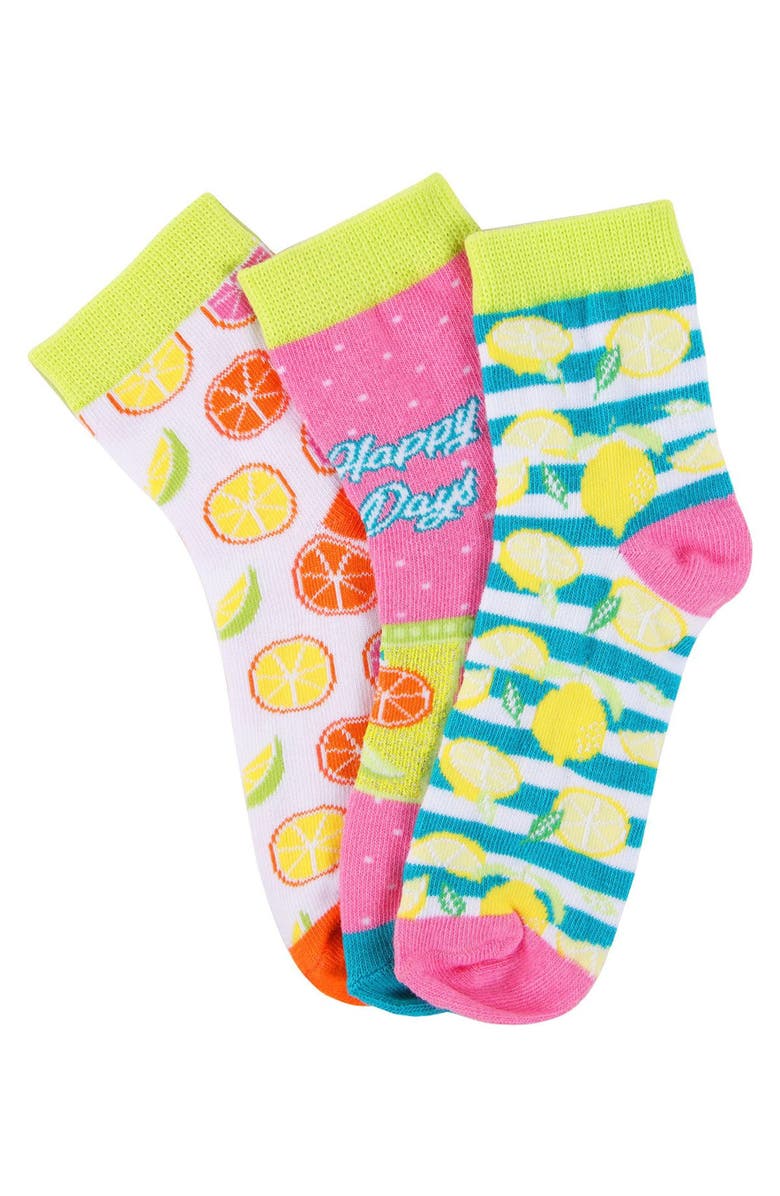 MeMoi Lemon Squeezy Mid Cut Socks 3-Pack, Alternate, color, Assorted