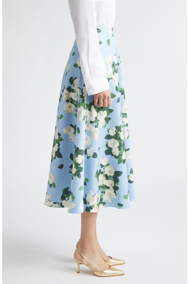 Rose Print Midi Skirt, Alternate, color, CLOUDY BLUE MULTI