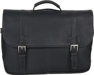 Kenneth Cole Reaction Double Gusset Flapover Colombian Leather Laptop Bag