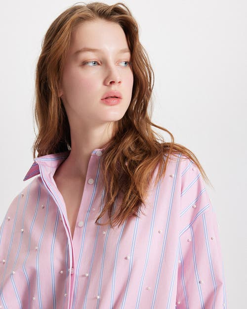 Theo The Label Echo Pearly Shirt In Pink