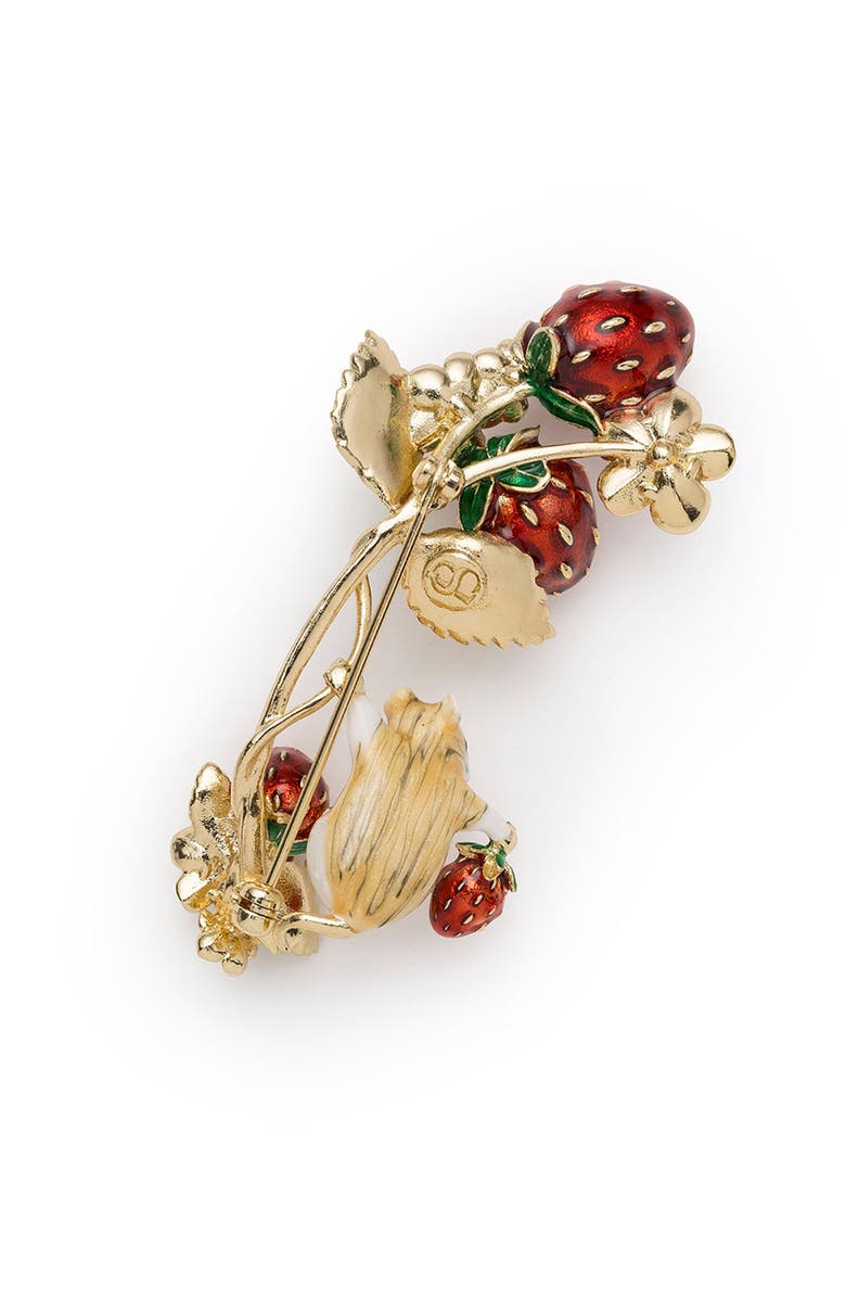 Bill Skinner Studio Strawberry & Mouse Brooch, Alternate, color, Strawberry & Mouse