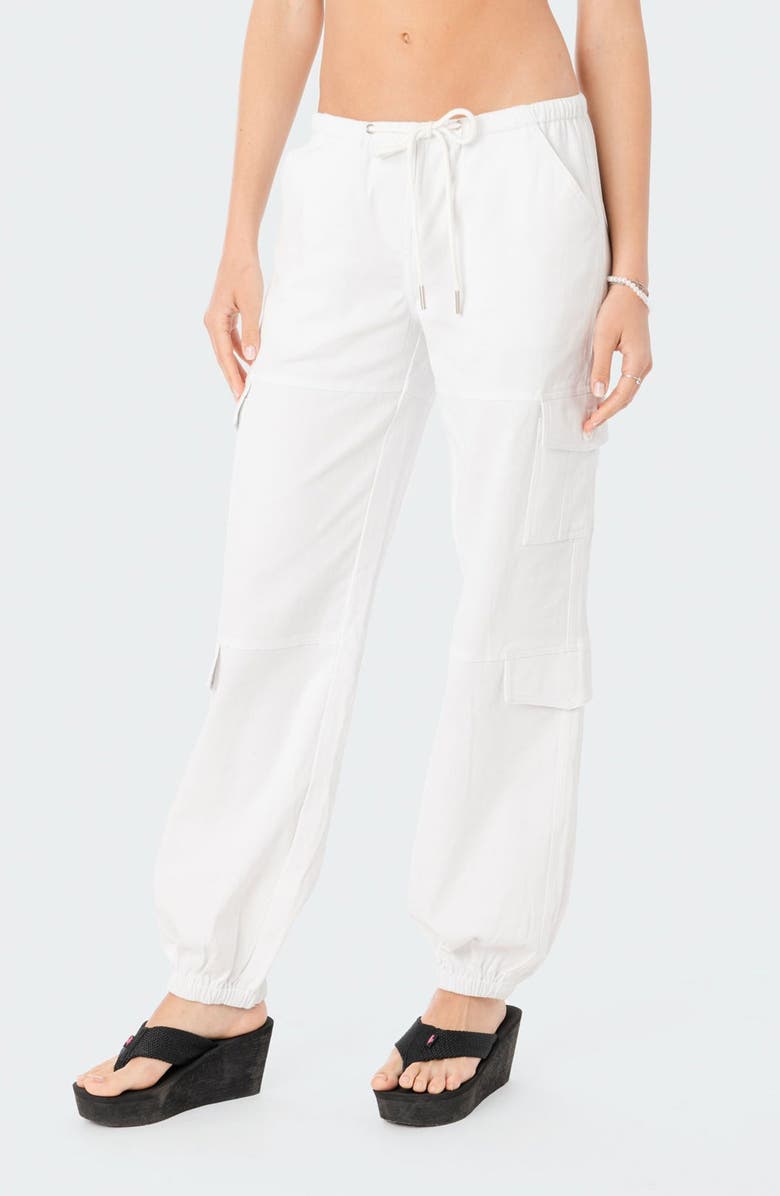 EDIKTED Denver Relaxed Cargo Pants, Alternate, color, White