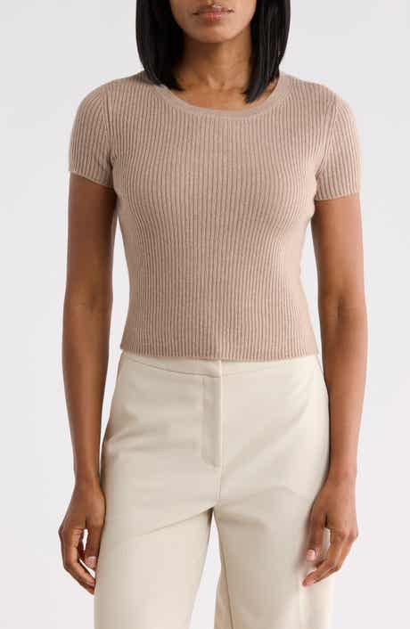 Ribbed Metallic Cashmere Baby Tee