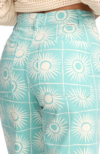 Free fall Print Wide Leg Twill Pants