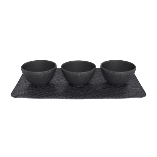 Villeroy & Boch Manufacture Rock Dip Bowl & Tray In Black
