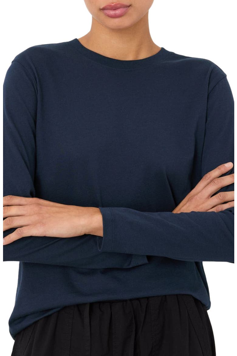 Organic Cotton Softspun Essential Crewneck Long Sleeve Tee, Alternate, color, Navy