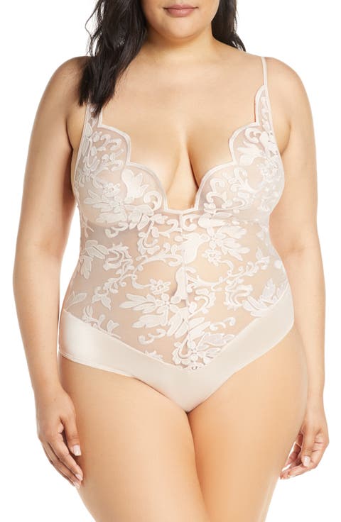 Lyla Embroidered Lace Teddy (Plus Size)