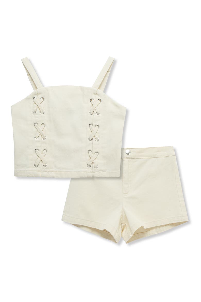 Kids' Lace-Up Tank & Shorts Set, Main, color, OFF-WHITE