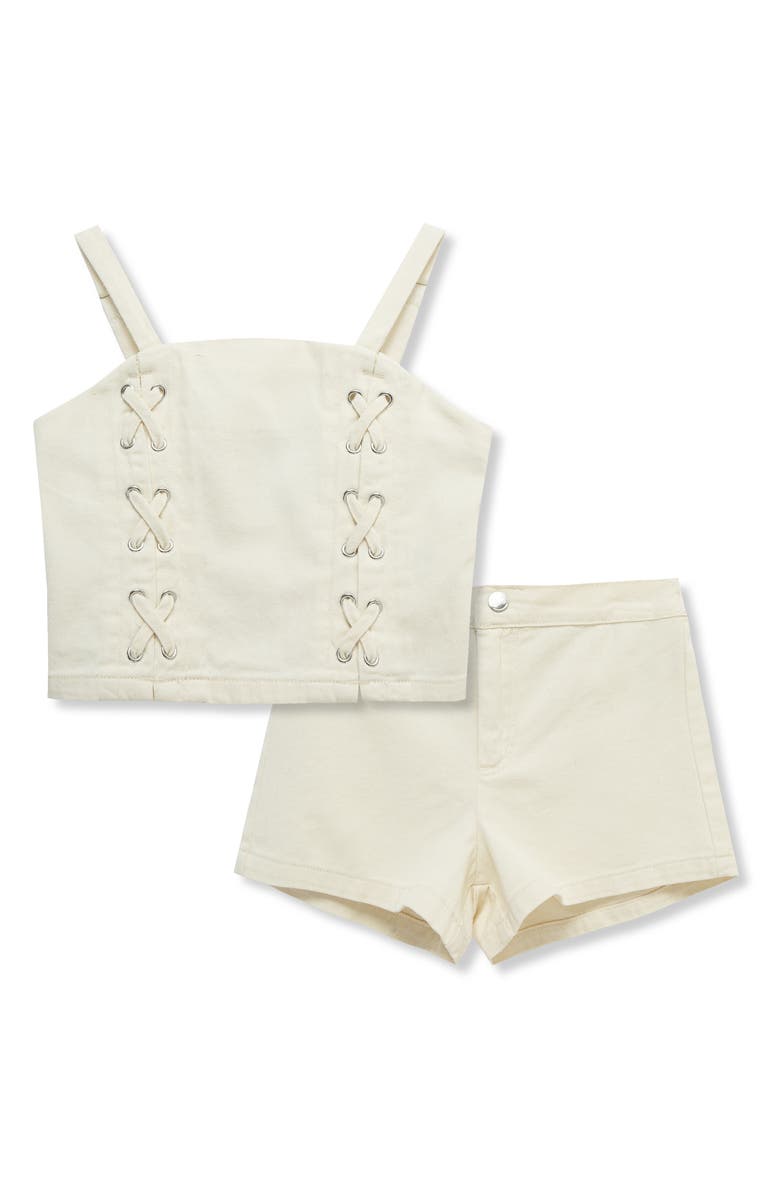 Truce Kids' Lace-Up Tank & Shorts Set, Main, color, Off-White
