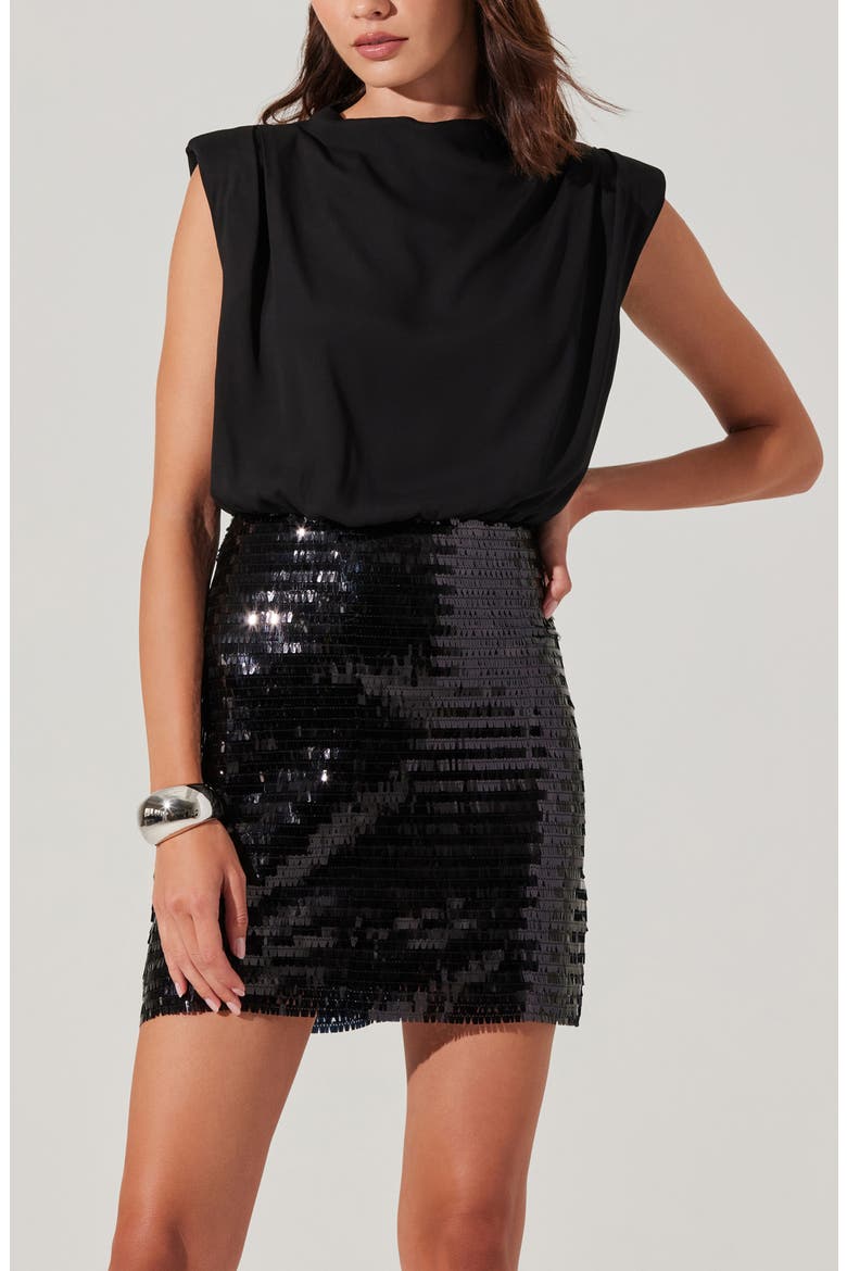 Sequin Skirt Minidress, Alternate, color, BLACK