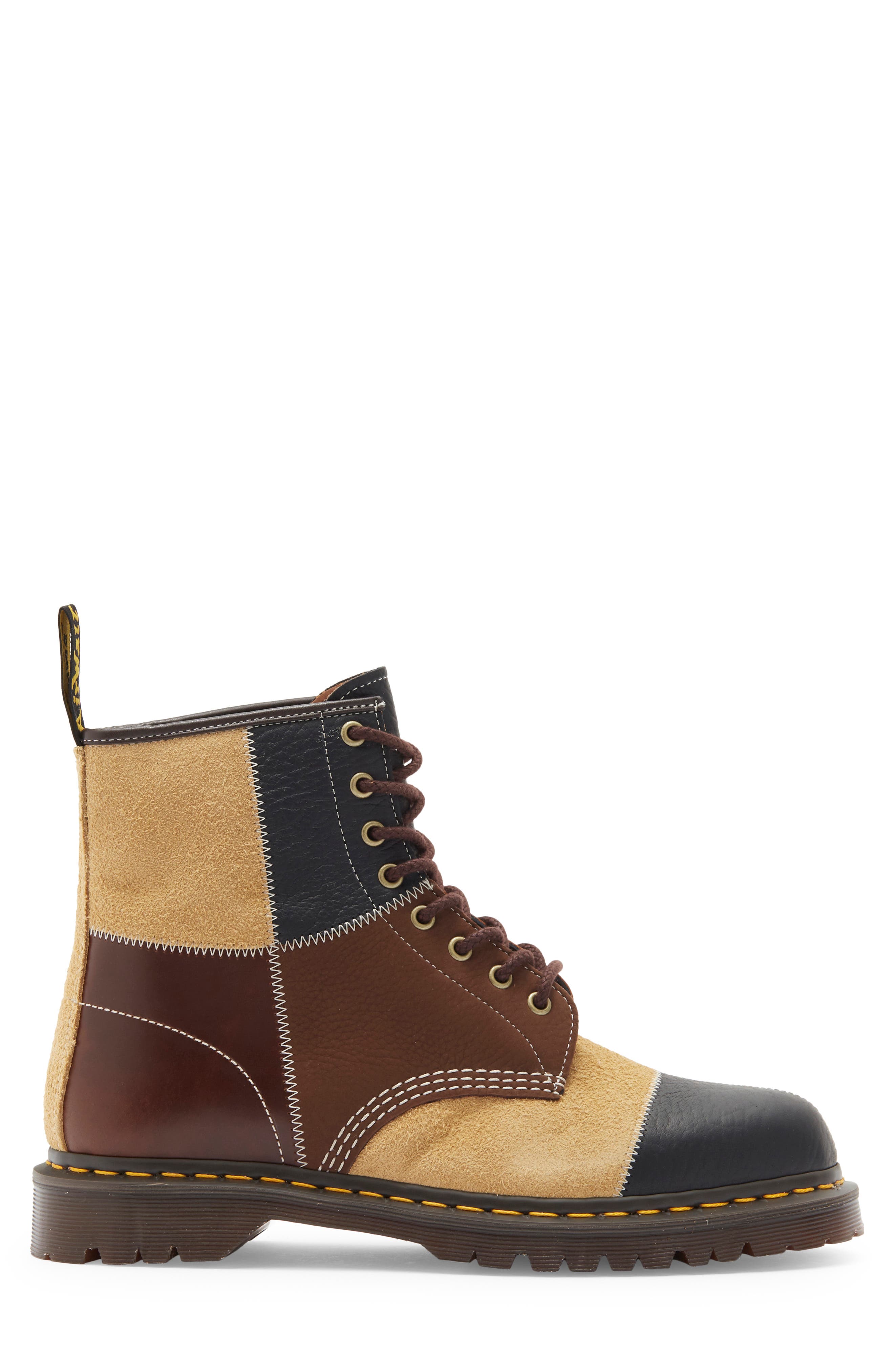 1460 Patchwork 8-Eye Boot, Alternate, color, BUTTERSCOTCH DARK BROWN