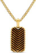 David Yurman Men's Chevron Tag in 18K Yellow Gold with Tiger's Eye, 27mm