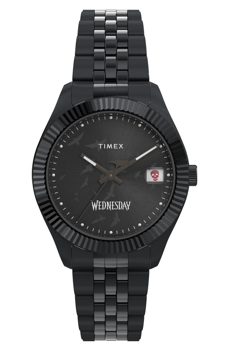 Timex<sup>®</sup> x Wednesday Legacy Bracelet Watch, 36mm, Main, color, Black