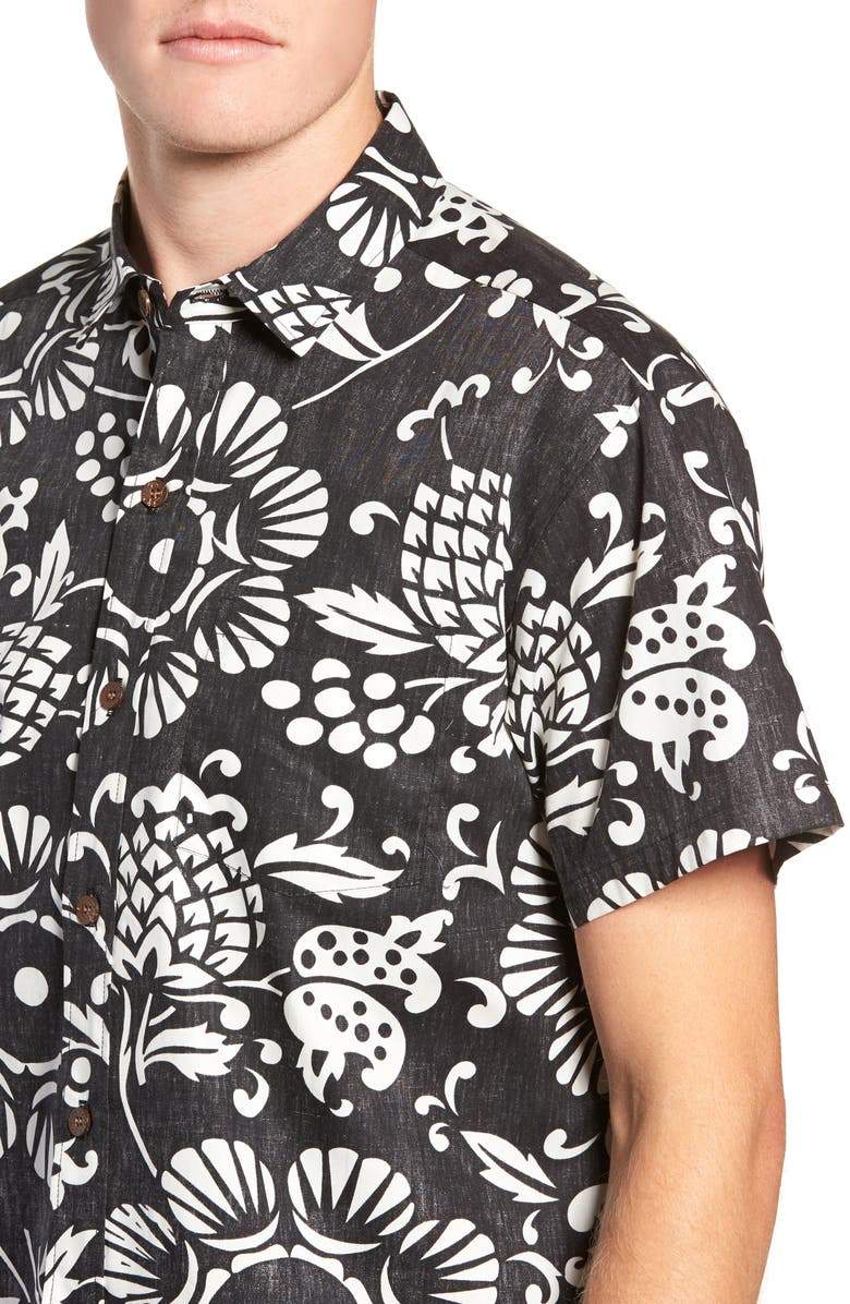 Kahala Duke's Pareo Trim Fit Sport Shirt, Alternate, color, Black