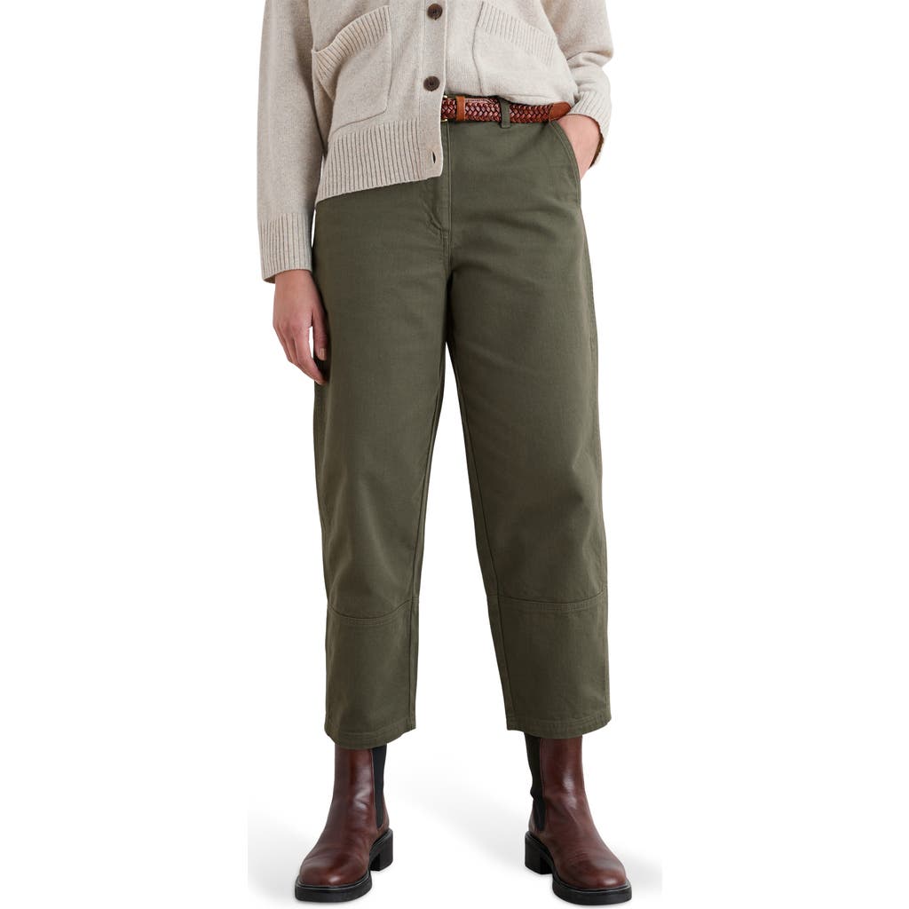 Seasalt Cornwall Painted Forms Ankle Barrel Leg Organic Cotton Pants In Green